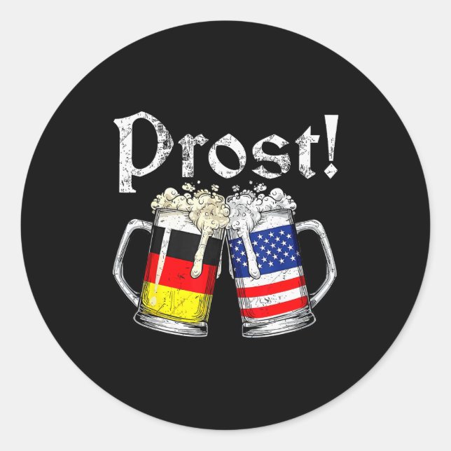 Prost Beer German American Flag Men Mug  Classic Round Sticker (Front)