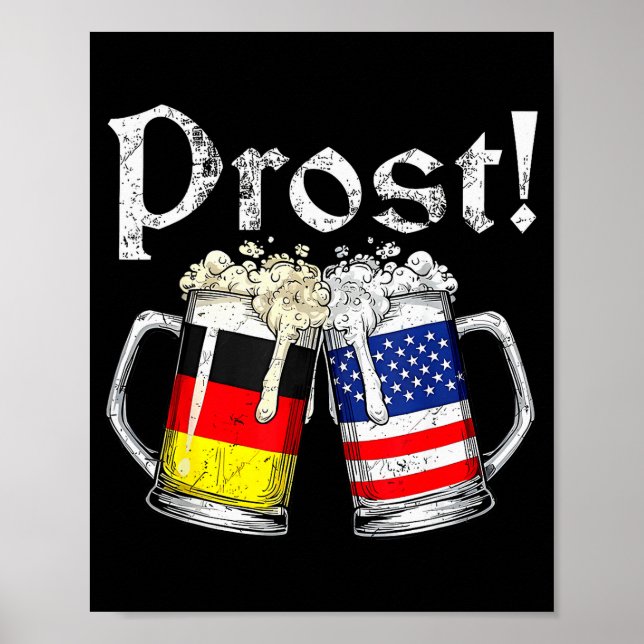 Prost Beer German American Flag Men Mug  Poster (Front)