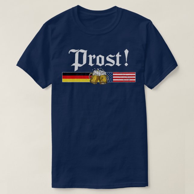 Prost Beer German American Flag T  Oktoberfest Men T-Shirt (Design Front)