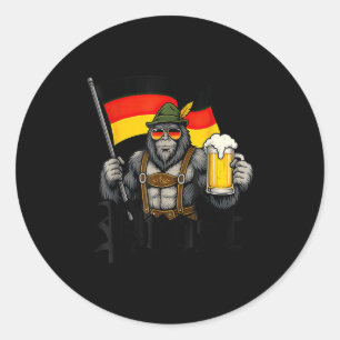Prost Bigfoot Drinking Beer Lederhosen German Classic Round Sticker