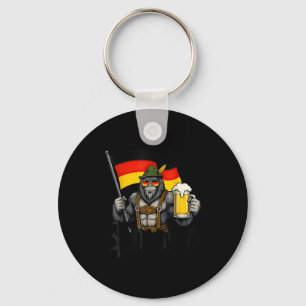 Prost Bigfoot Drinking Beer Lederhosen German  Key Ring