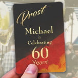 Prost Black Red Gold 60th Birthday Playing Cards<br><div class="desc">Prost (Cheers) to 60 years happy birthday playing cards... Modern black, red and gold design with a German theme perfect for any milestone birthday. Although this example shows “Celebrating 60 Years" the dropdown menu under "Personalise this template" allows you to fill in all of your own details including the ability...</div>