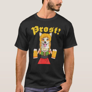 Prost Corgi Lederhosen Girl Dog Beer T-Shirt