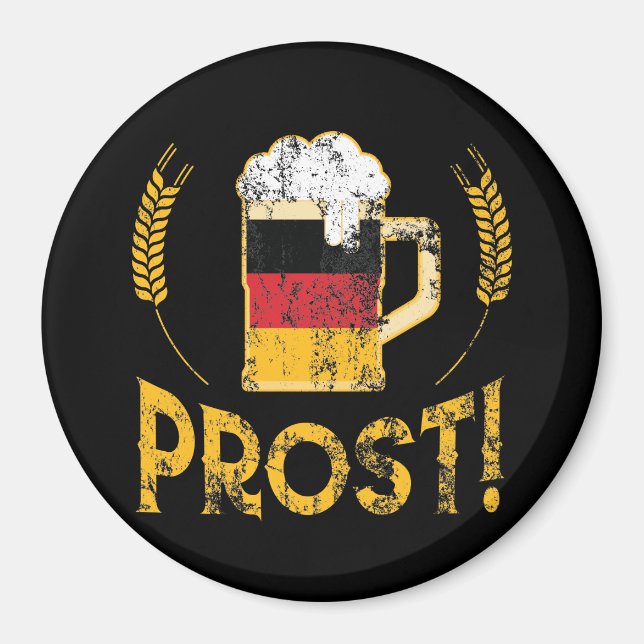 Prost German Flag Beer Lover Oktoberfest Magnet (Front)