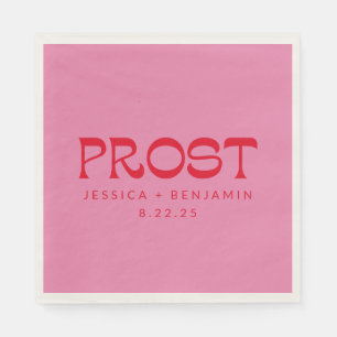 Prost Groovy Pink Red Typography Names Wedding Napkin