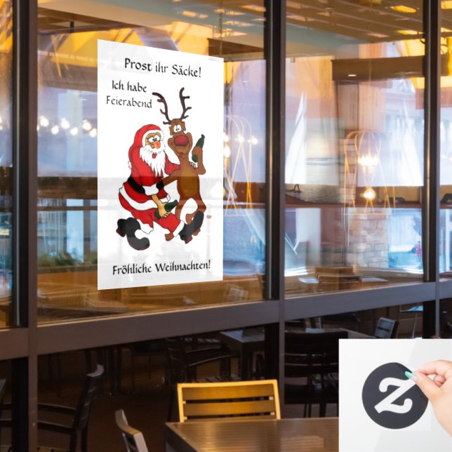 Prost it bags - Merry Christmas! German Text Window Cling (Restaurant Window)