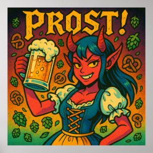 Prost - Oktoberfest Beer Girl Celebration Art Poster