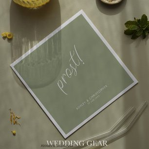 Prost! Sage Green Minimal Any Occasion Cocktail Napkin
