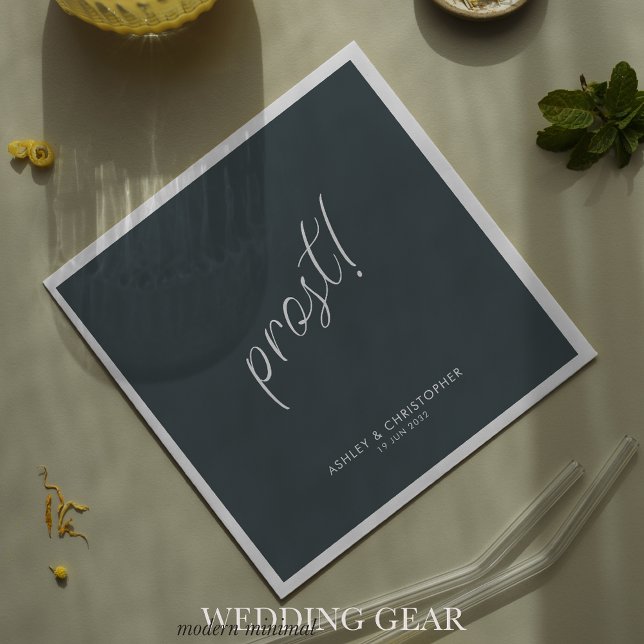 Prost! Space Grey Minimal Any Occasion Cocktail Napkin (Creator Uploaded)