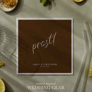 Prost! Walnut Brown Minimal Any Occasion Cocktail Napkin