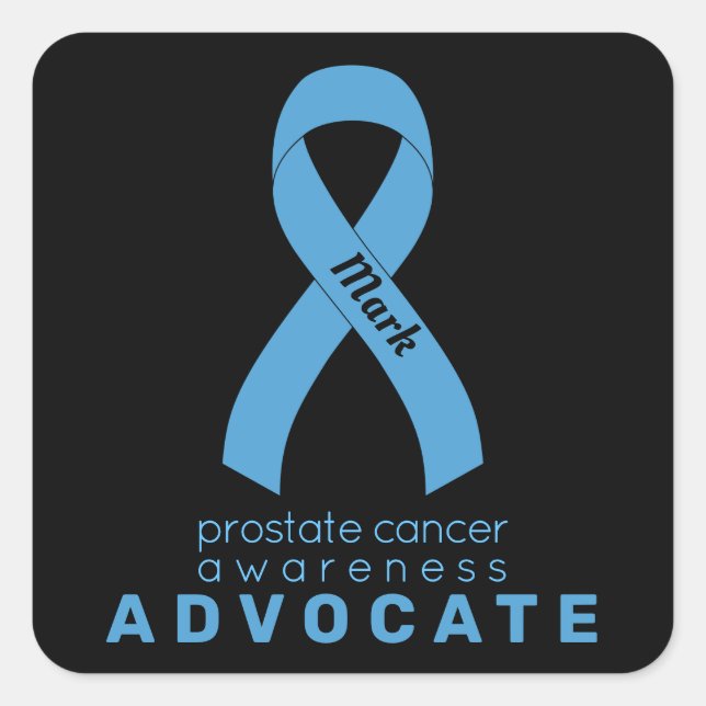 Prostate Cancer Advocate Black Square Sticker (Front)
