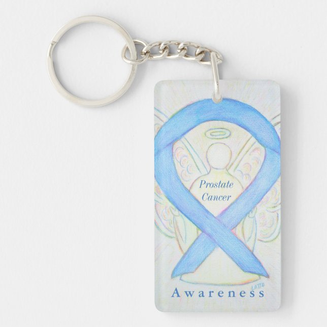 Prostate Cancer Angel Awareness Ribbon Keychain (Front)