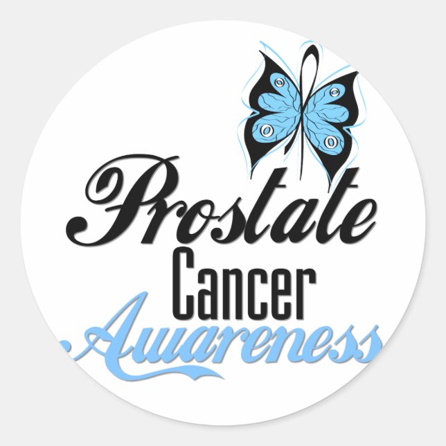 Prostate Cancer Awareness Butterfly Classic Round Sticker (Front)