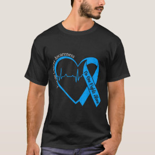 Prostate Cancer Awareness Heart Ribbon Blue T-Shirt