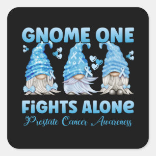 Prostate Cancer Awareness Light Blue Gnome Square Sticker