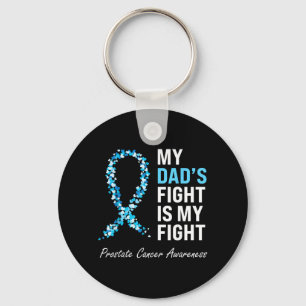 Prostate Cancer Awareness Light Blue Ribbon Dad Key Ring