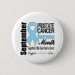 Prostate Cancer Awareness Month Distressed Ribbon 6 Cm Round Badge