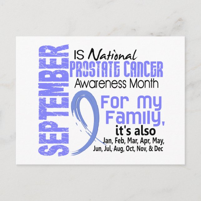 Prostate Cancer Awareness Month For My Family Postcard (Front)