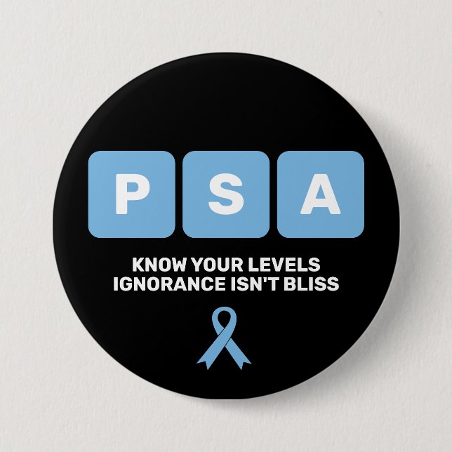 Prostate Cancer Awareness PSA  7.5 Cm Round Badge (Front)