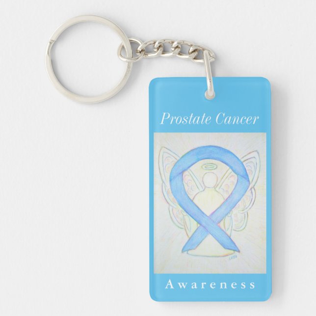 Prostate Cancer Awareness Ribbon Angel Keychain (Front)
