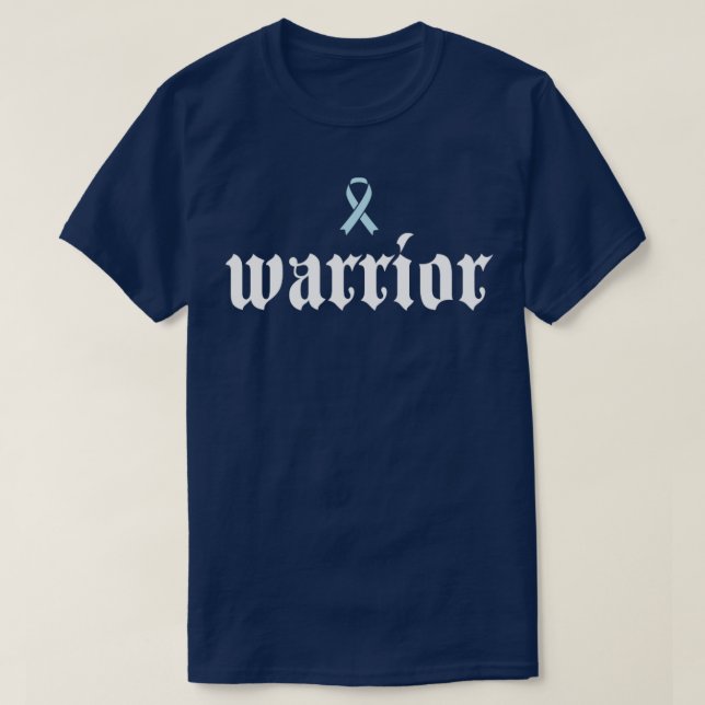 Prostate Cancer Awareness Warrior Light Blue Ribbo T-Shirt (Design Front)