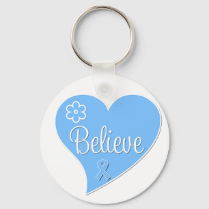 Prostate Cancer Believe Heart Key Ring
