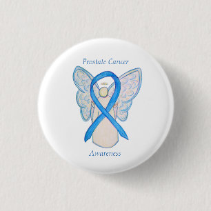 Prostate Cancer Blue Awareness Ribbon Angel Pin