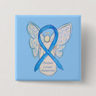Prostate Cancer Blue Awareness Ribbon Angel Pin