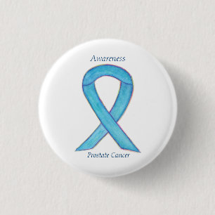 Prostate Cancer Blue Awareness Ribbon Custom Pin