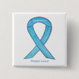 Prostate Cancer Blue Awareness Ribbon Custom Pin