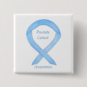 Prostate Cancer Blue Awareness Ribbon Custom Pin