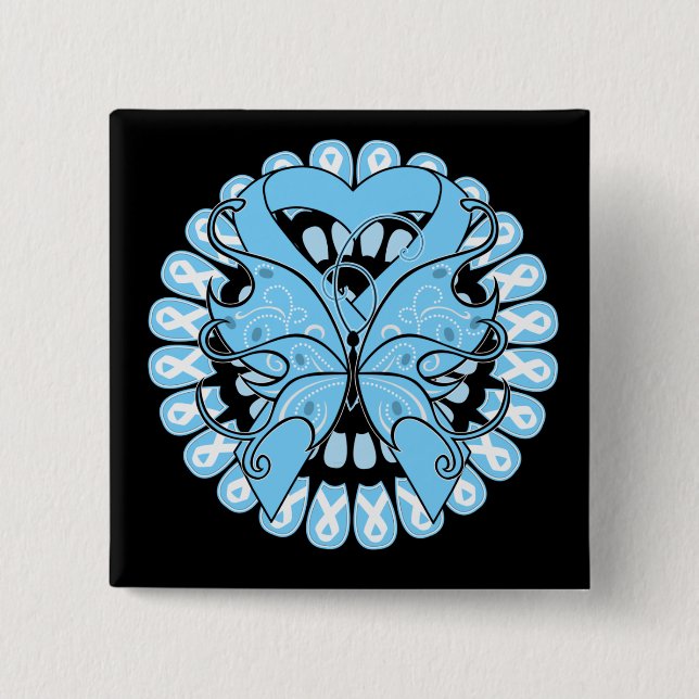 Prostate Cancer Butterfly Circle of Ribbons 15 Cm Square Badge (Front)
