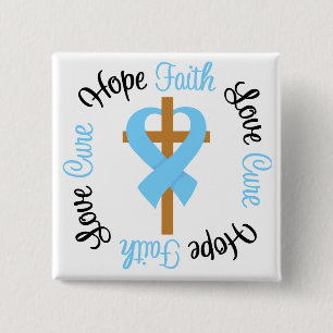 Prostate Cancer Faith Hope Love Cross 15 Cm Square Badge