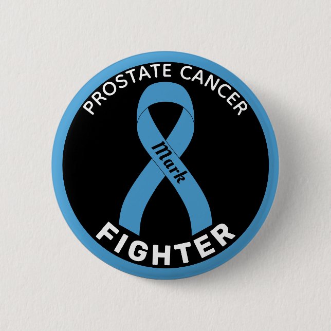 Prostate Cancer Fighter Ribbon Black Button (Front)