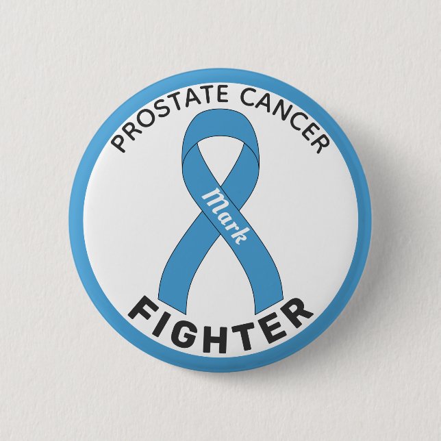 Prostate Cancer Fighter Ribbon White Button (Front)