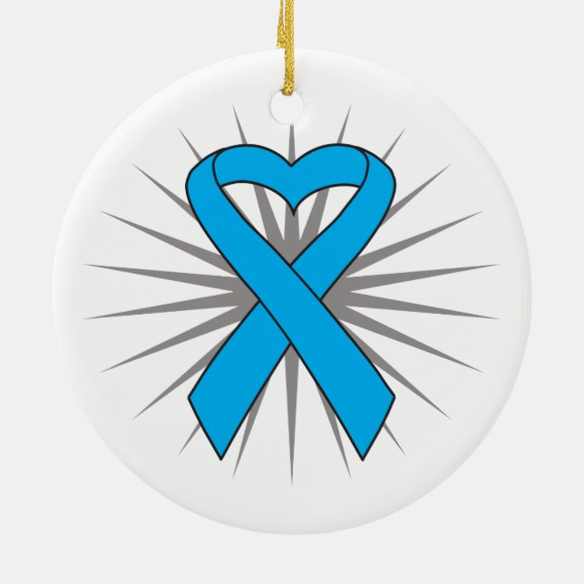 Prostate Cancer Heart Ribbon Ceramic Tree Decoration (Back)