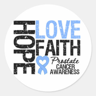 Prostate Cancer Hope Love Faith Classic Round Sticker