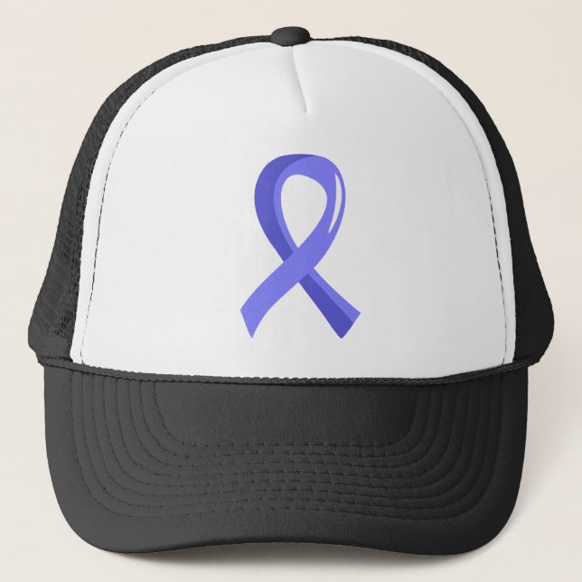 Prostate Cancer Light Blue Ribbon 3 Trucker Hat (Front)