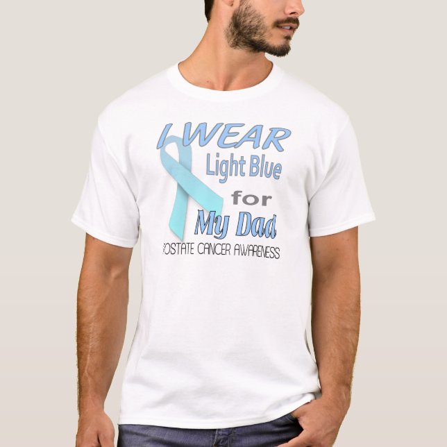 Prostate Cancer Light Blue Ribbon Awareness Logo T-Shirt (Front)