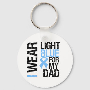 Prostate Cancer Light Blue Ribbon Dad Key Ring