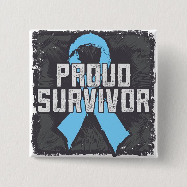 Prostate Cancer Proud Survivor 15 Cm Square Badge (Front)