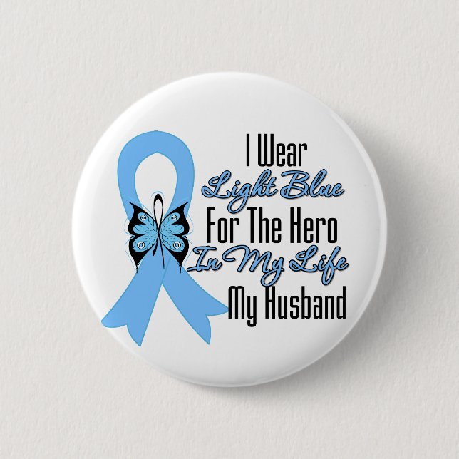 Prostate Cancer Ribbon Hero My Husband 6 Cm Round Badge (Front)