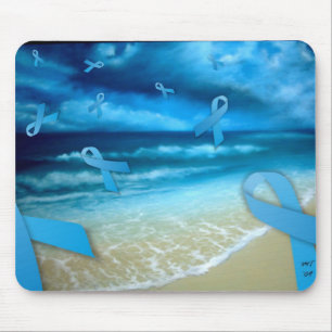 Prostate Cancer Ribbons Floaing Over the Beach Mouse Mat