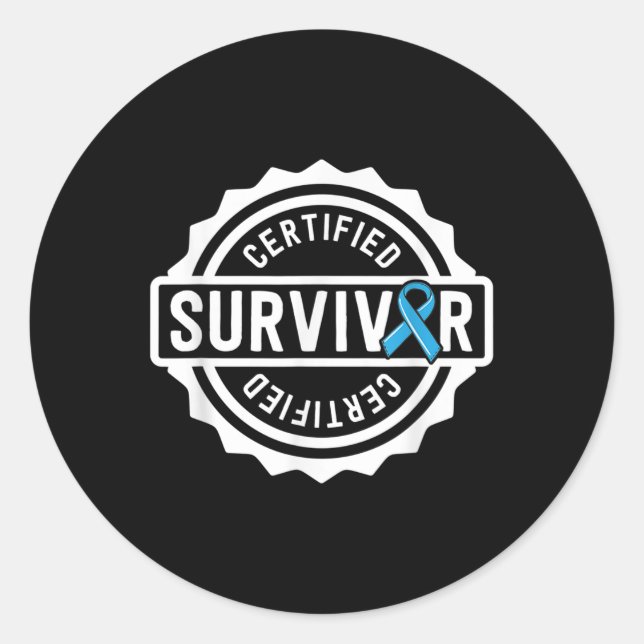 Prostate Cancer Survivor Gift For Men Blue Ribbon Classic Round Sticker (Front)