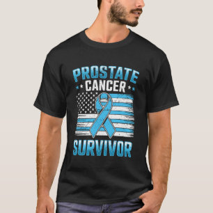 Prostate Cancer Survivor Light Blue Ribbon USA Fla T-Shirt