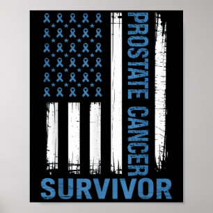 Prostate Cancer Survivor Vintage Flag Ribbon  Poster