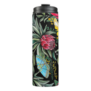 Protea Autralian Floral with moths thermal tumbler