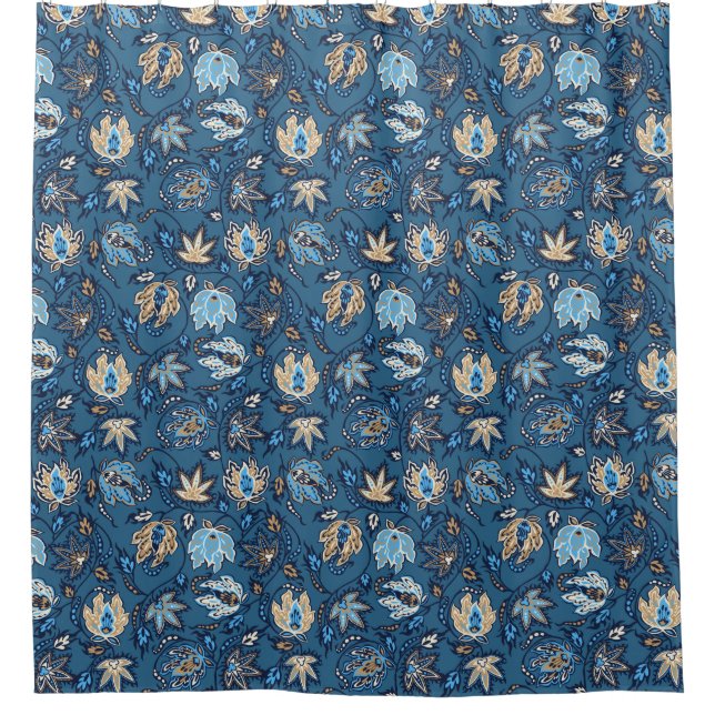 Protea Batik Hawaiian Tropical Floral Shower Curtain (Front)