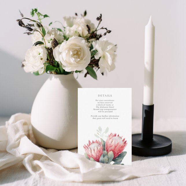 Protea Blush Watercolor Flowers Details Enclosure Card (Creator Uploaded)