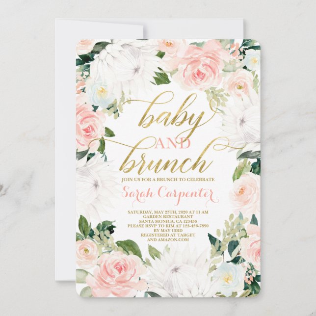 Protea floral Baby Shower girl brunch invitation (Front)